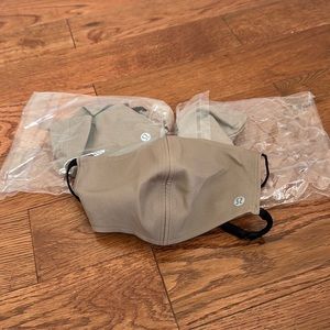 Brand new set of 3 tan lululemon double loop masks